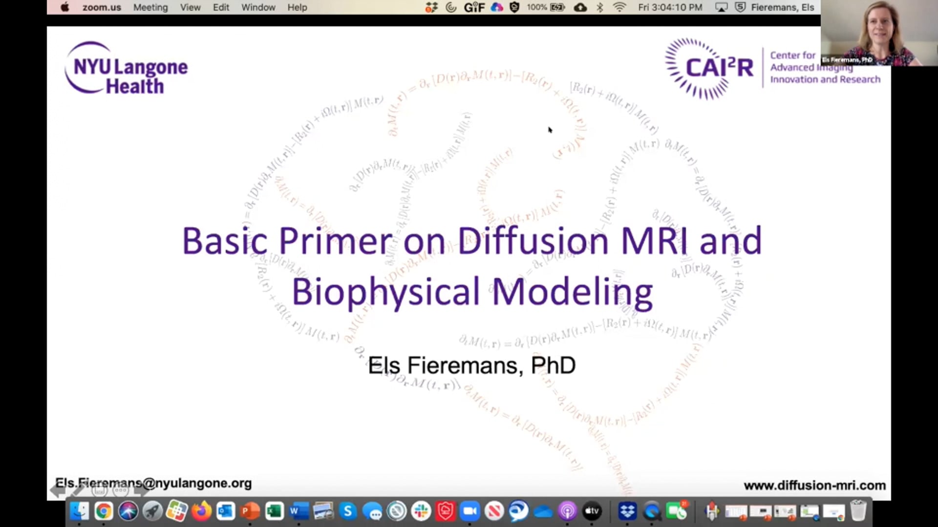 DTI 2- Dr Els Fieremans, PhD - Basic Primer on Diffusion MR and Biophysical Modeling