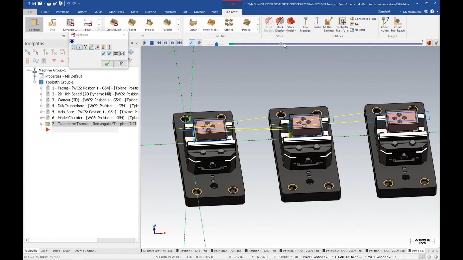 Toolpath Transform part 4 - Parts in two or more vices