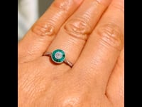 Diamond, Emerald, Platinum Ring 7945-0111