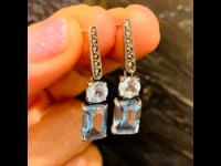 Marcasite (Pyrite), Topaz, Silver Earrings 12437-7444