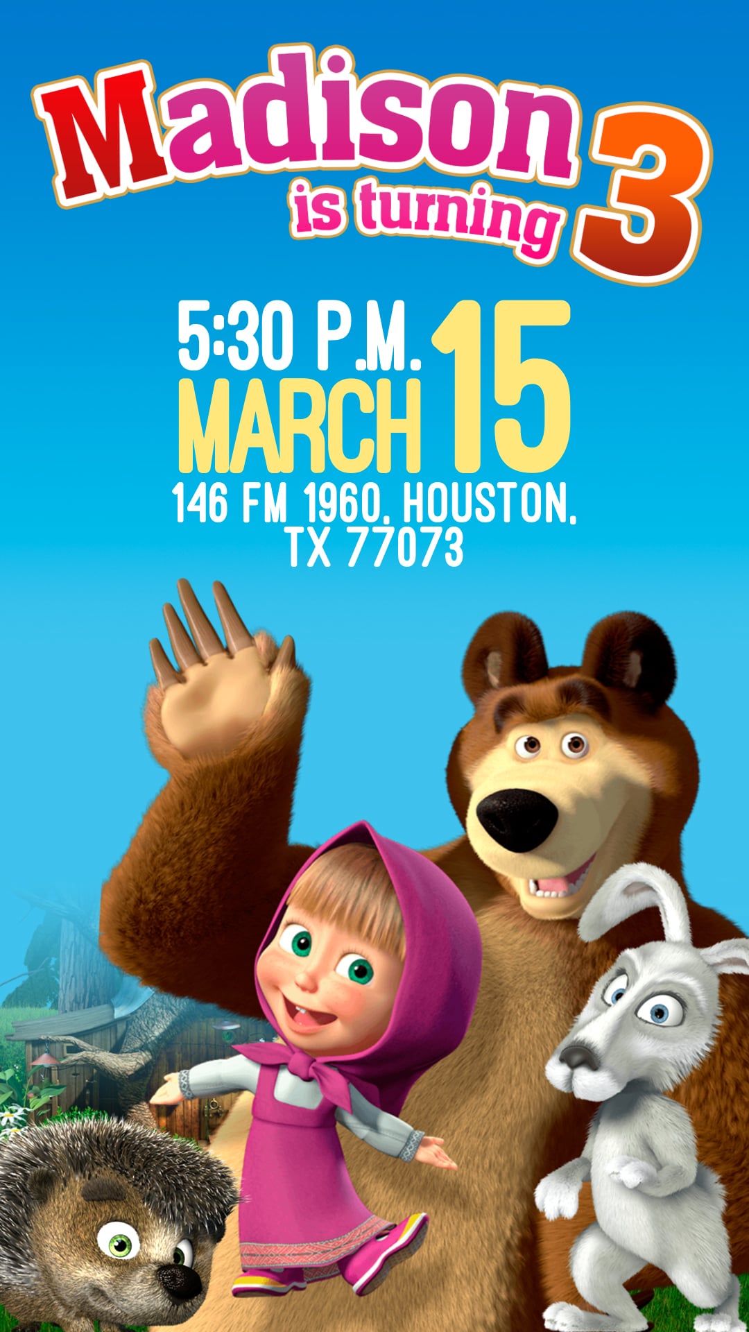 Masha and The Bear invitation