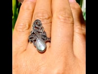 Conchiglia di abalone, marcasite (pirite), anello in argento 11869-7243