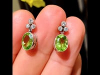 Diamond, Peridot, Platinum Earrings 6796-0103.mov