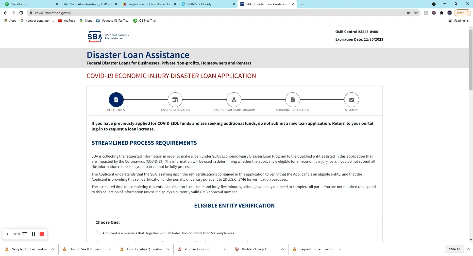 How To Add Quickbooks Info To EIDL Application on Vimeo