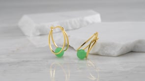 8-8.5mm Jade Bead Double-Hoop Earrings in 18kt Gold Over Sterling