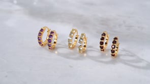 1.60 ct. t.w. Amethyst, Garnet and Blue Topaz Jewelry Set Three Pairs of Huggie Hoop Earrings in 18kt Gold Over Sterling