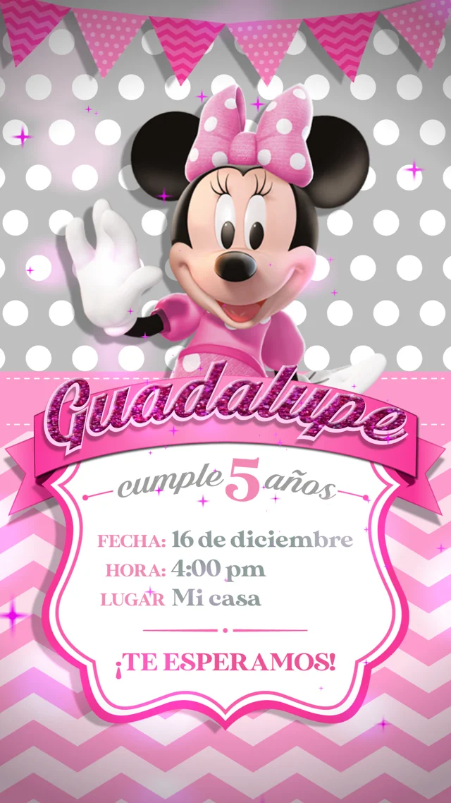 Plantilla de Invitación de Cumpleaños de Minnie Mouse