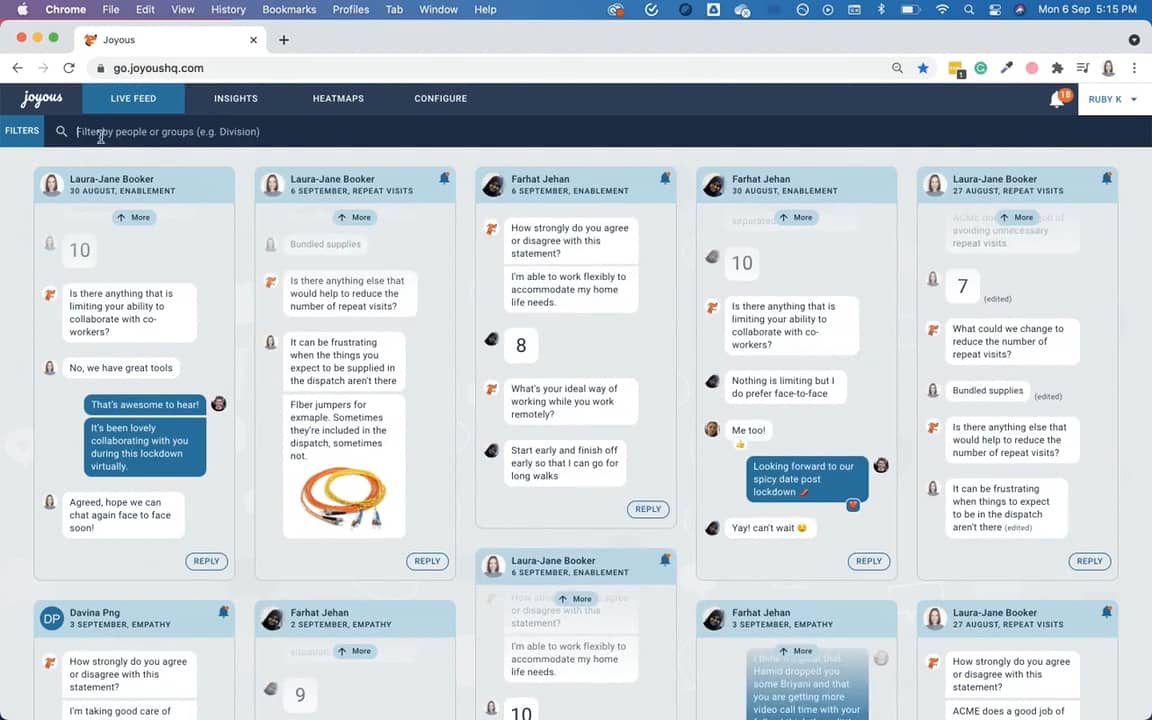 Navigating the live feed with filters on Vimeo