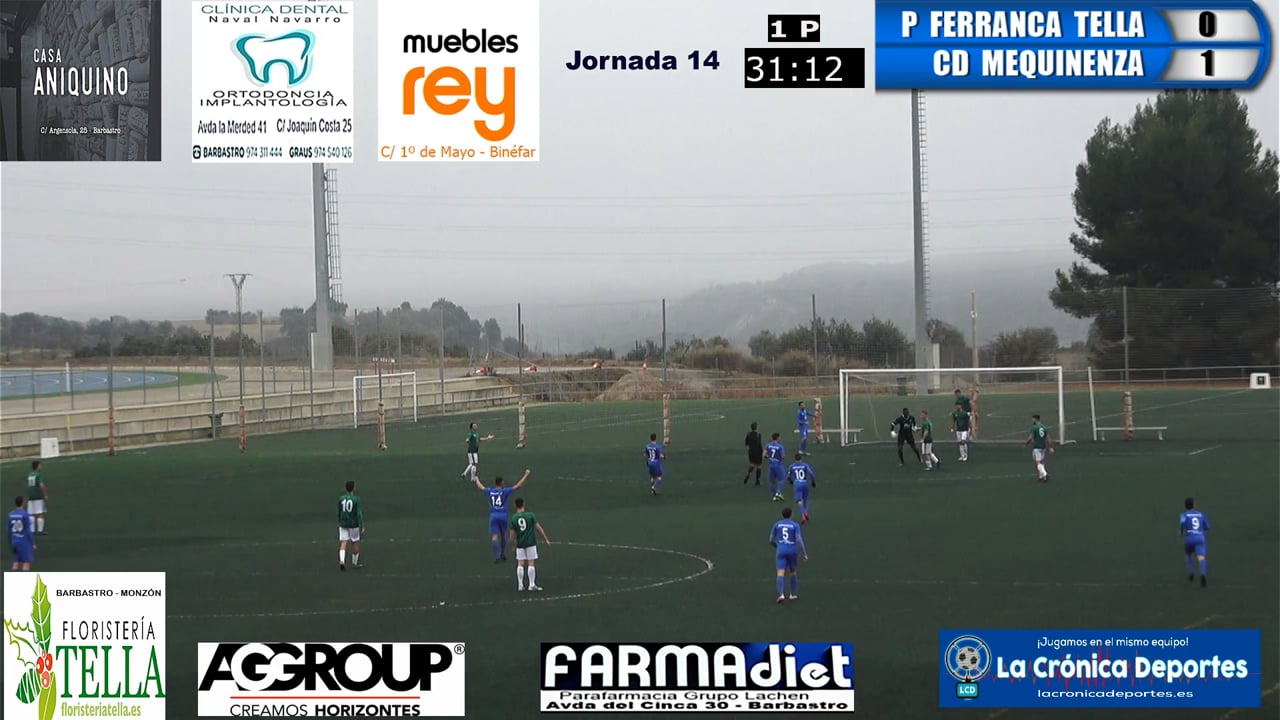 (RESUMEN y GOLES) P. Ferranca Tella 1-1 CD Mequinenza / Jornada 14 / Preferente - Gr 1