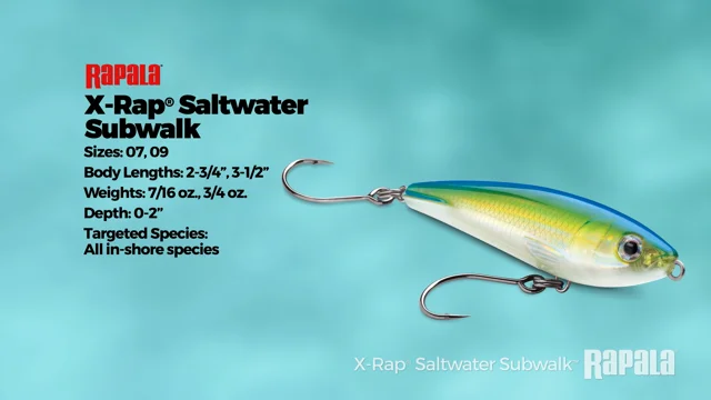 Rapala X-Rap Saltwater SubWalk 09 Topwater Subsurface Walker Bass Fishing  Lure — Discount Tackle