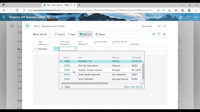 Referencies creaudes de producte en proveïdor