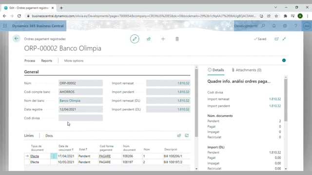 Mòdul cartera: Pagaments