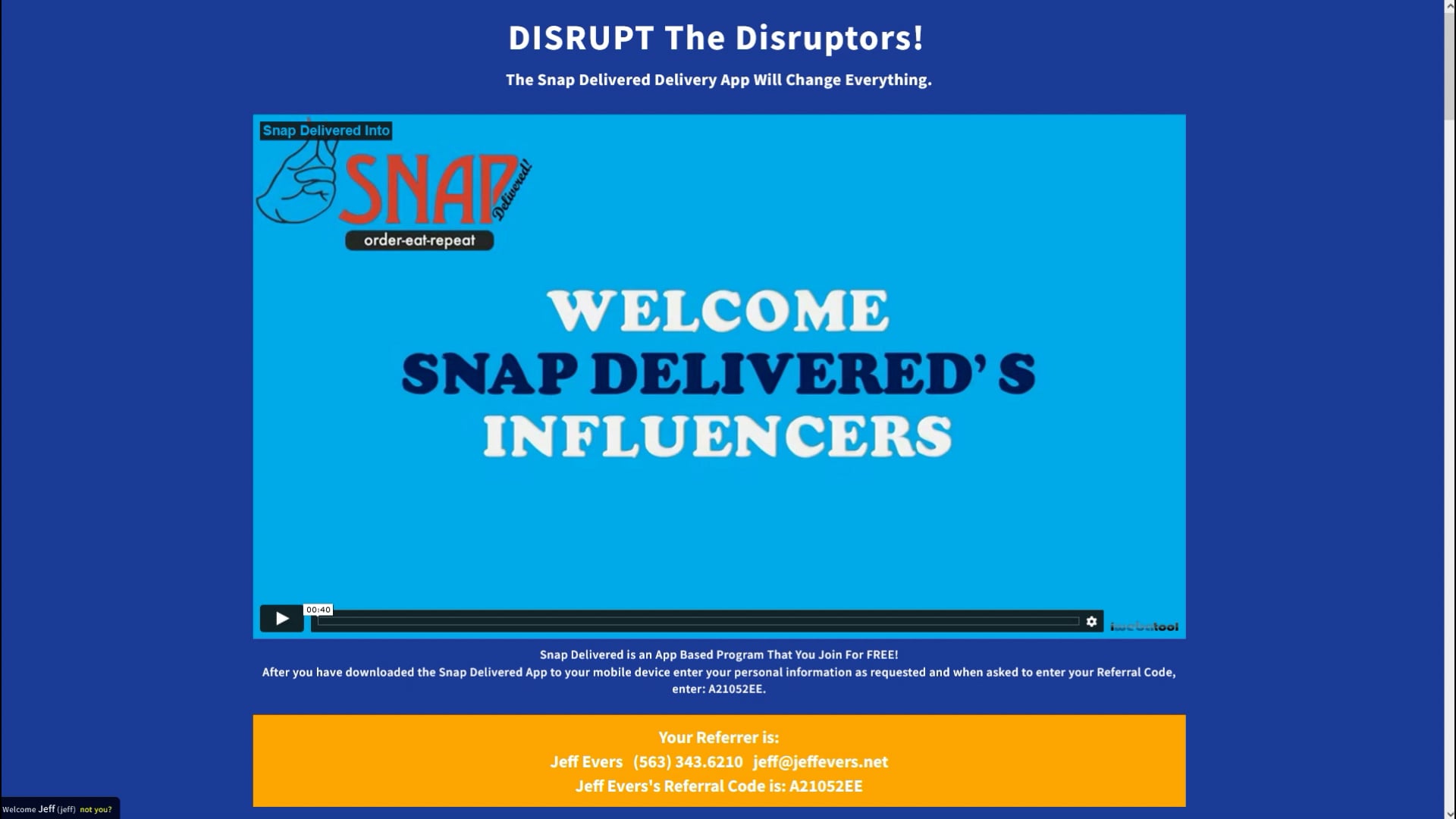 How to load your Referral Code for Snap Delivered on Vimeo