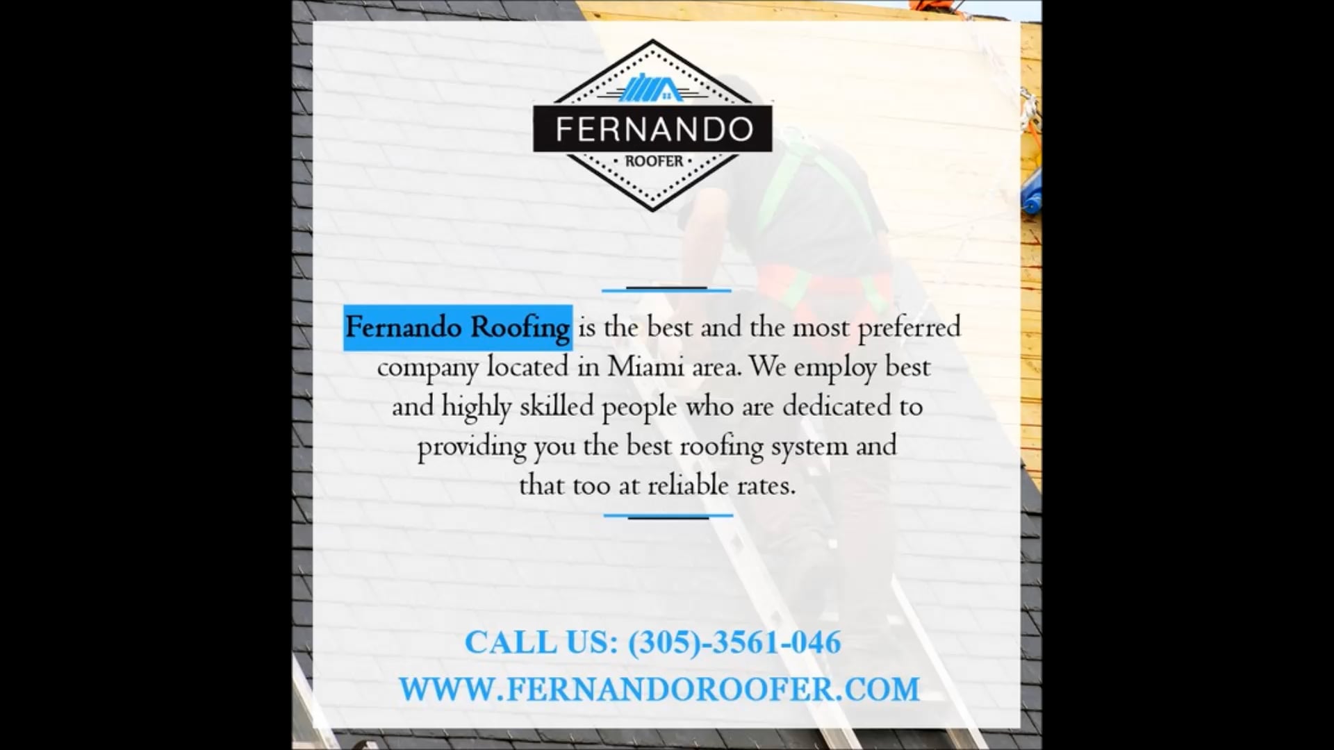 Fernando Roofer | Roofing Contractor Miami on Vimeo
