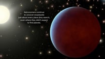 Artist's concept of an exoplanet and its host star. Text appears toward the left.