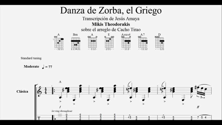 Zorba the greek on sale guitar sheet music