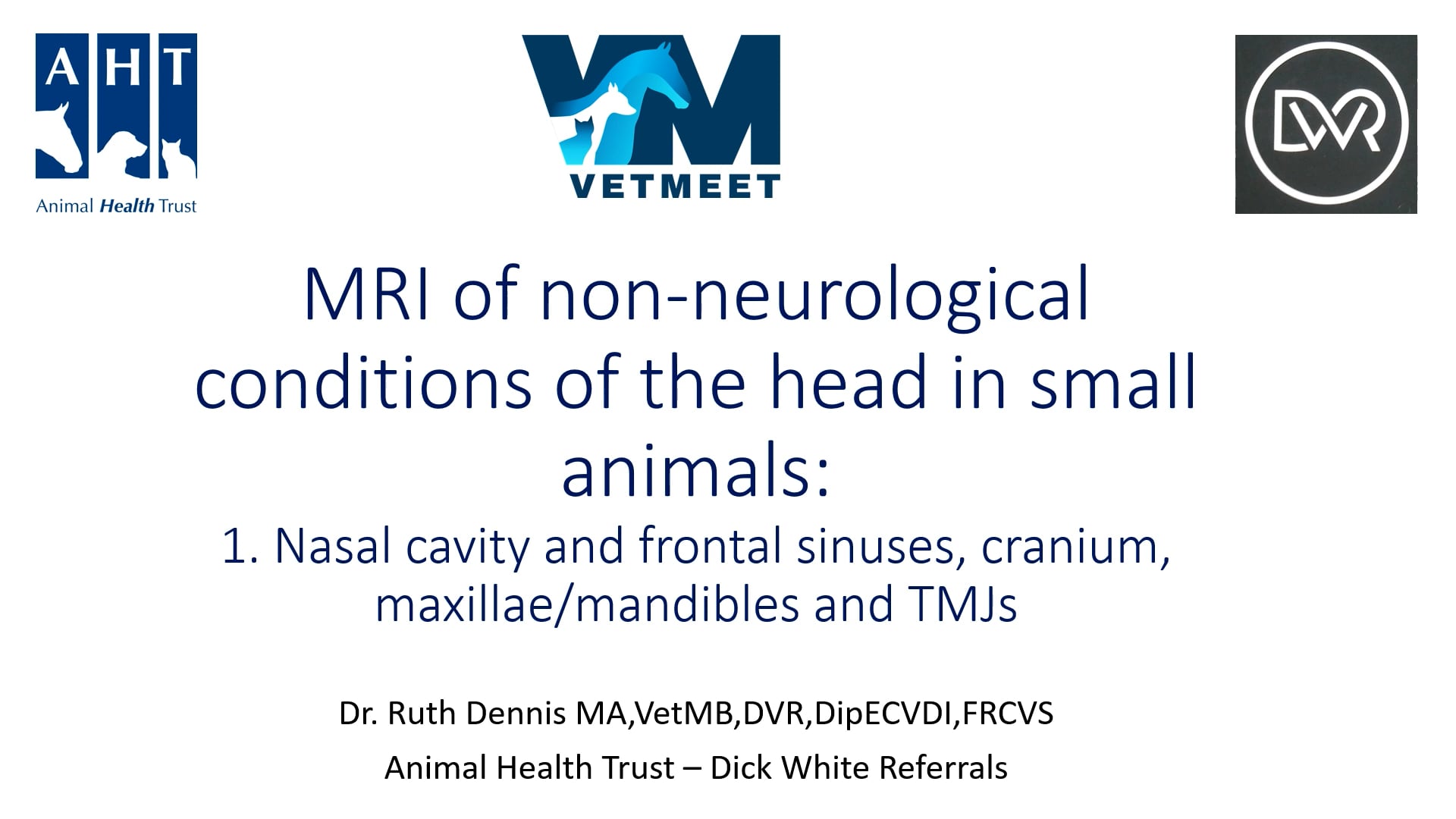 MRI of non-neurological conditions of the head in small animals: 1. Nasal cavity, frontal sinuses, cranium and jaws.