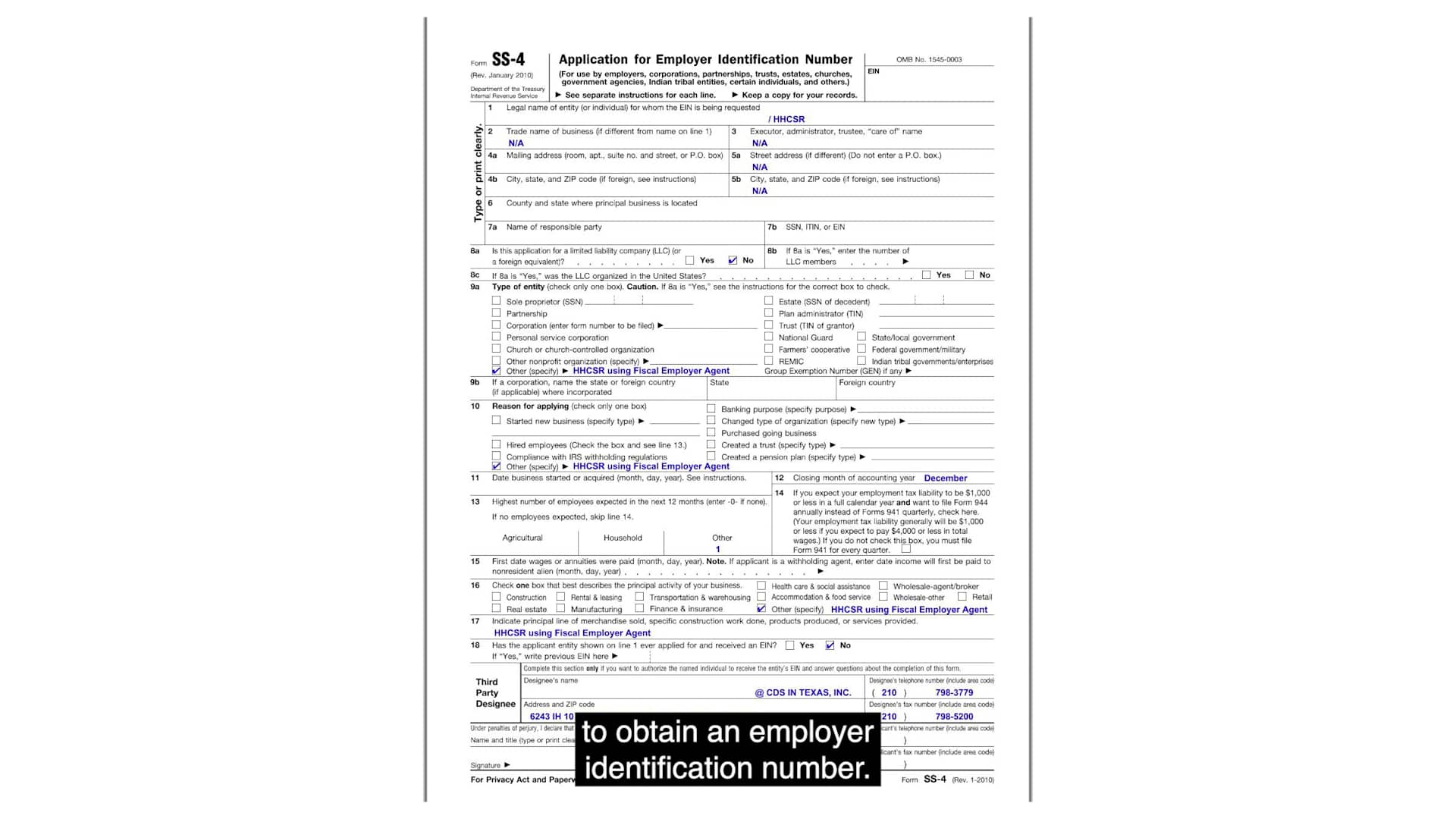 IRS Form SS4 on Vimeo