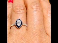Ring met diamant, saffier en platina 8583-2060
