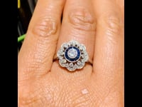 Ring met diamant, saffier en platina 10595-5002