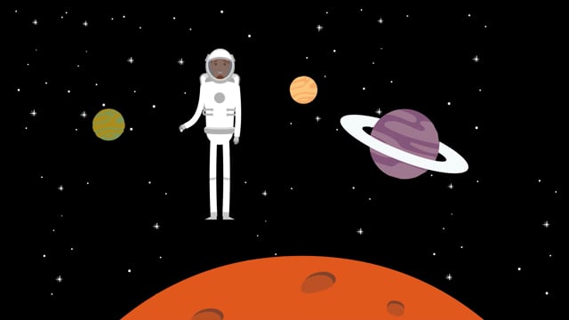animated astronaut in space