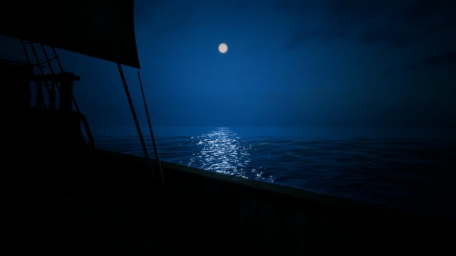 boat ocean at night