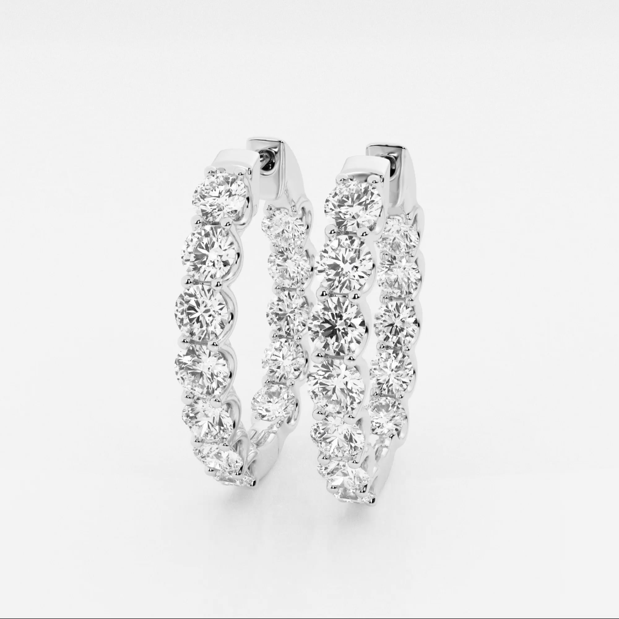 product video for 6 ctw Round Lab Grown Diamond Oval-Shaped Inside Out Hoop Earrings