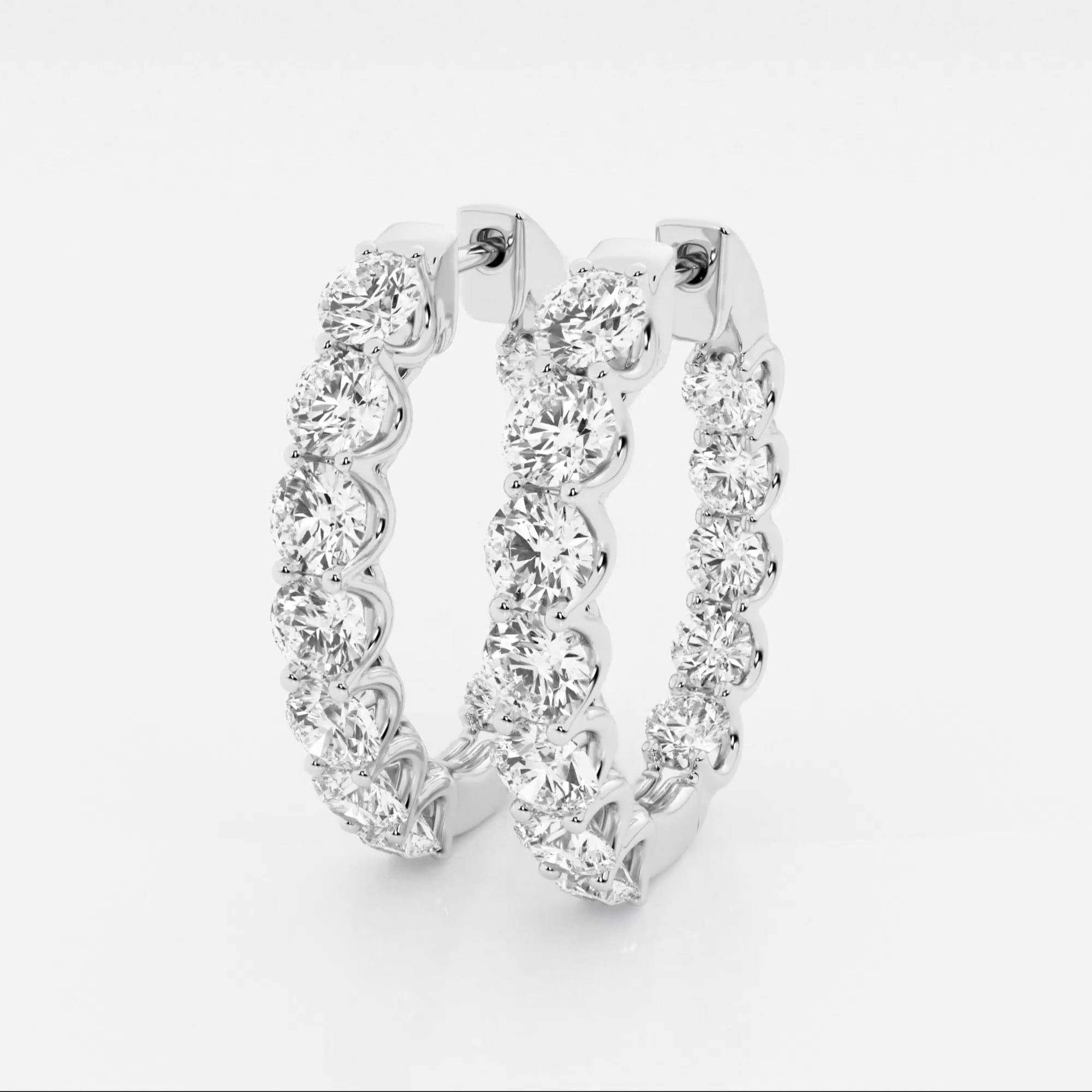 product video for 7 ctw Round Lab Grown Diamond Oval-Shaped Inside Out Hoop Earrings