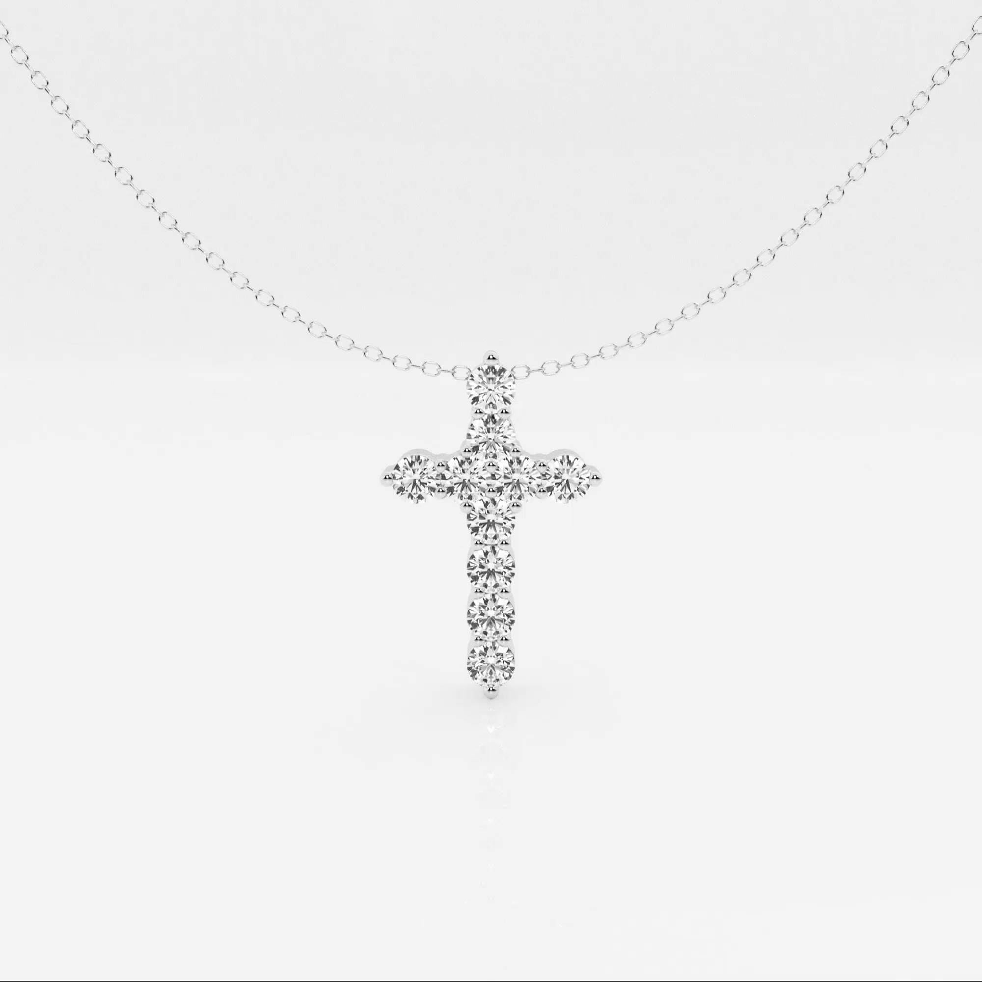 product video for 1 ctw Round Lab Grown Diamond Cross Pendant with Adjustable Chain