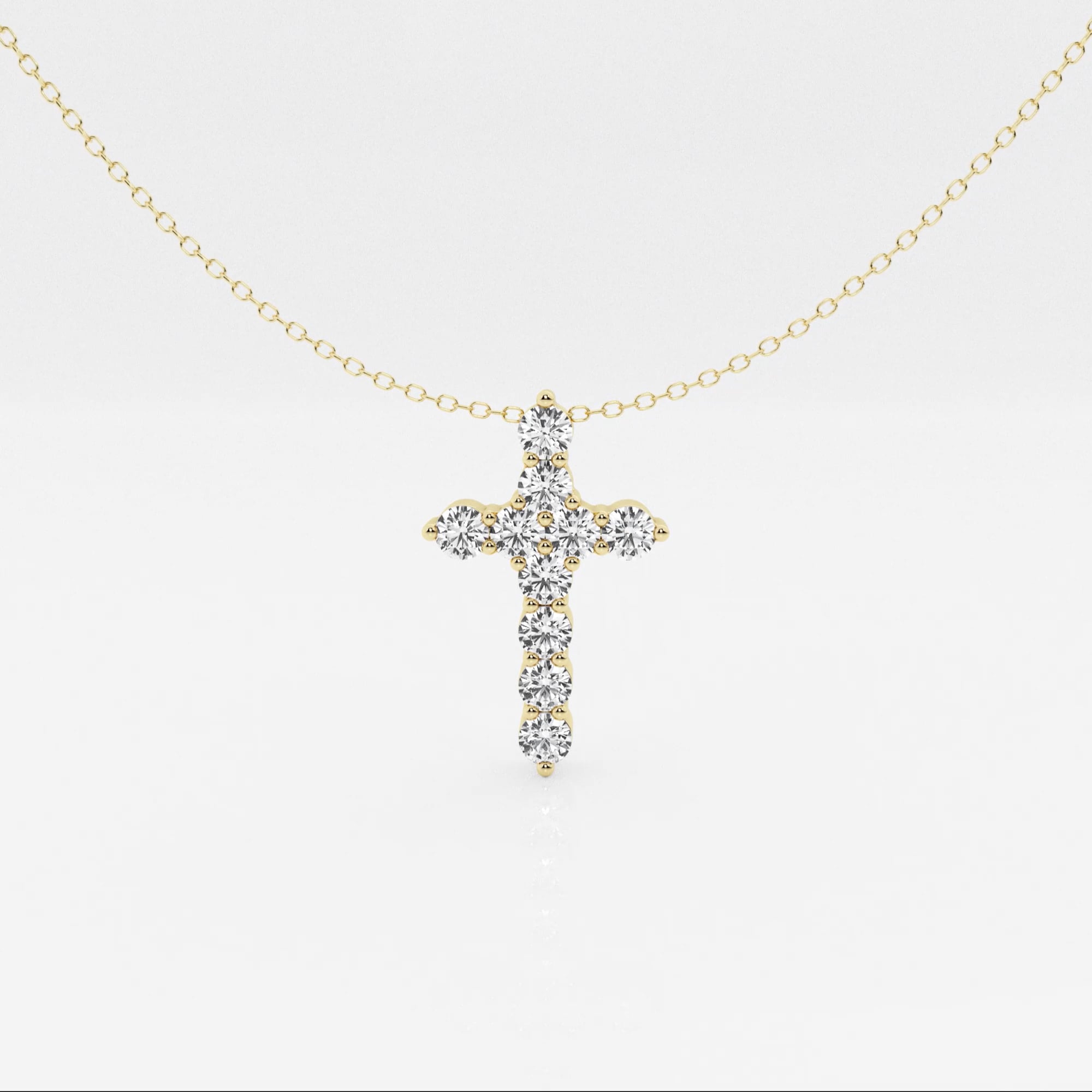 ネックレス・ペンダント Numbering Round Brilliant Gradient Cross Necklace 5BNY064 3 ctw Round Lab Grown Diamond Cross Pendant with Adjustable