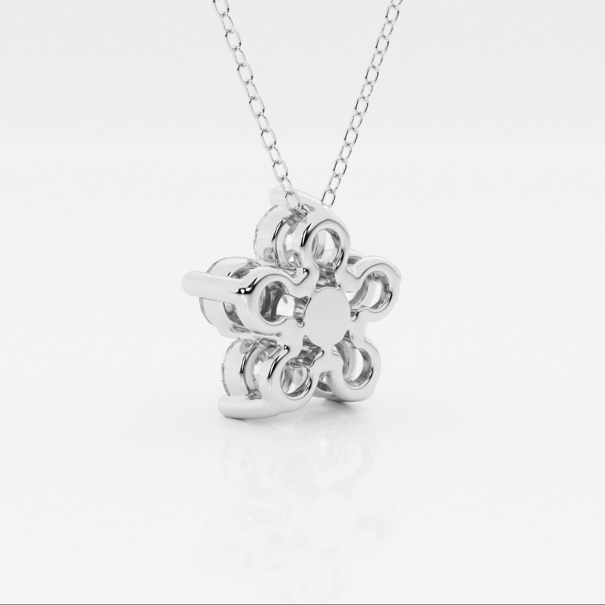 product video for 1 1/2 ctw Round Lab Grown Diamond Flower Fashion Pendant with Adjustable Chain