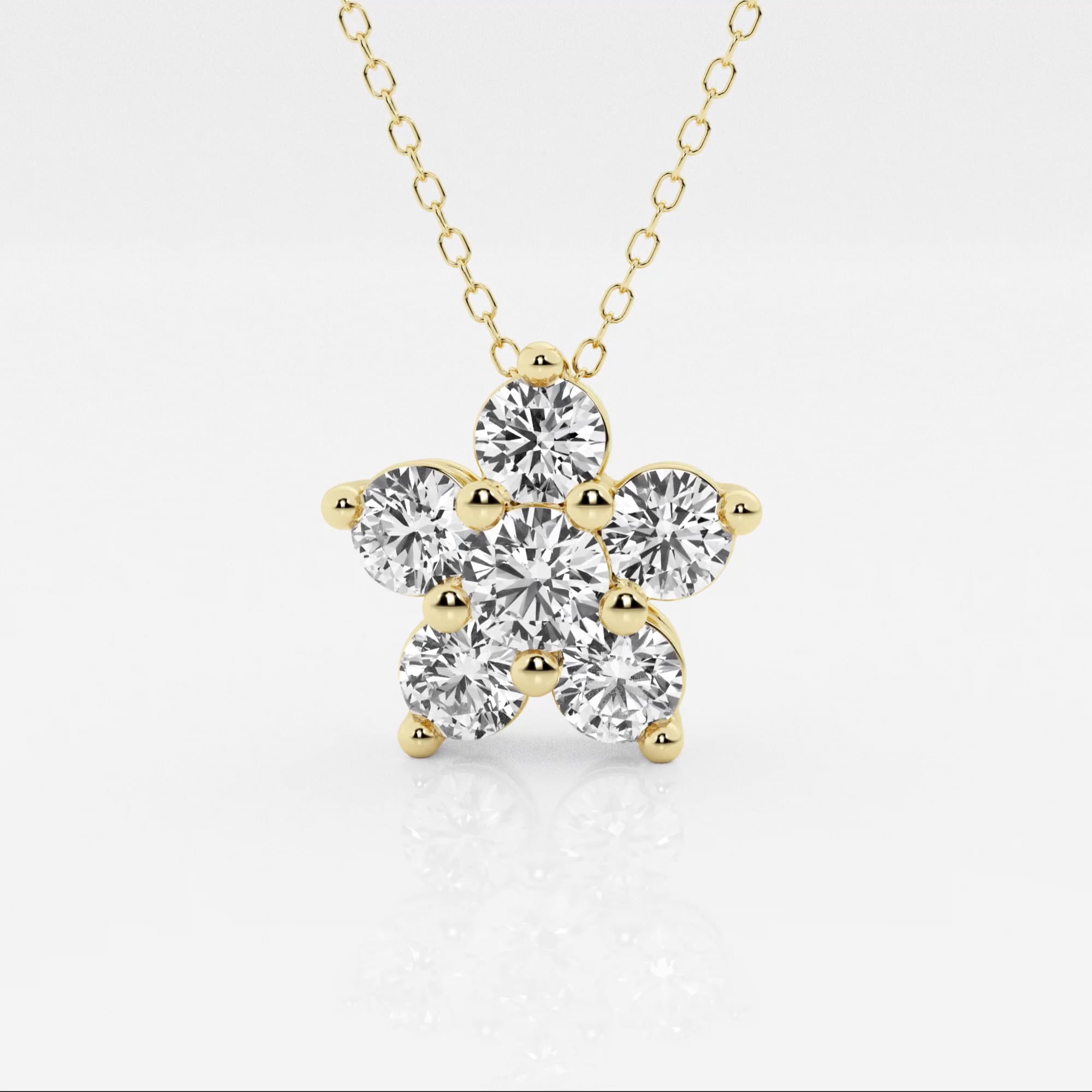 product video for 1 1/2 ctw Round Lab Grown Diamond Flower Fashion Pendant with Adjustable Chain