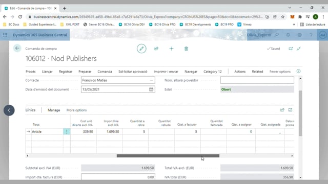 Facturar ordres de compra