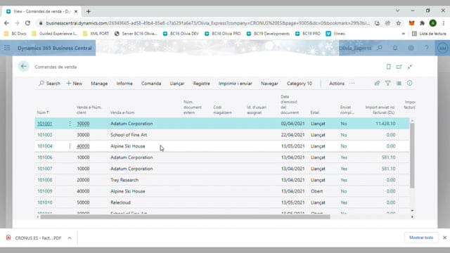 Crear factura de venda des de comanda