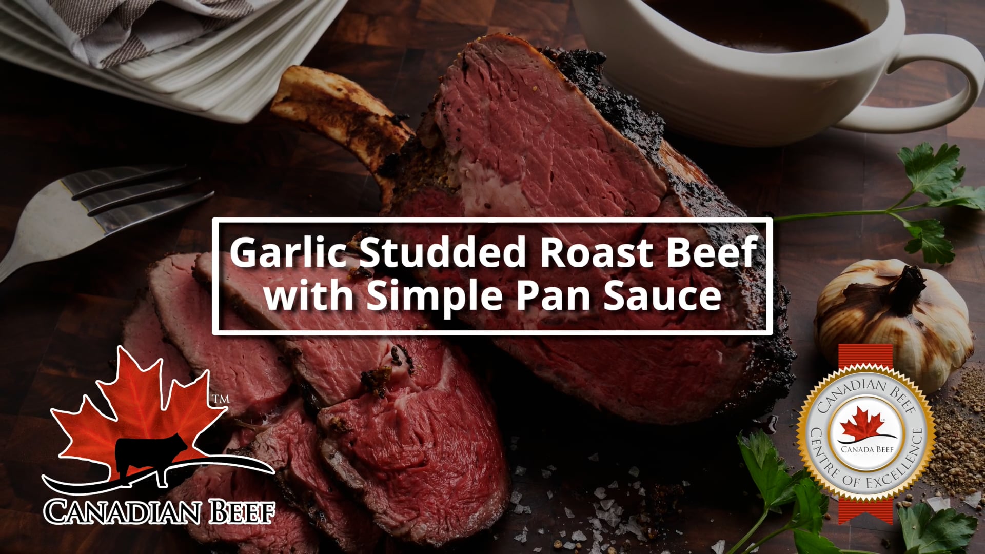 Prime Rib Oven Roast Garlic Studded Roast Beef with Simple Pan Sauce