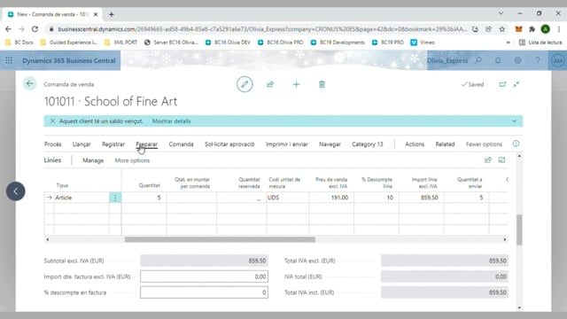 Crear comandes de vendes