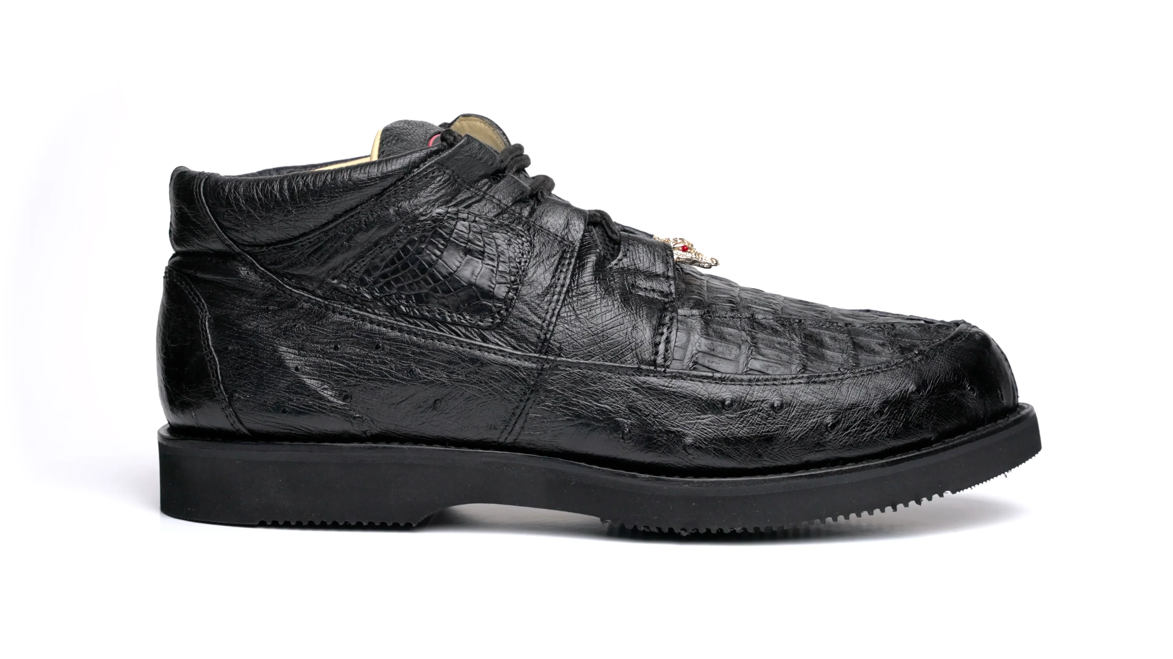 Los Altos Caiman Belly & Ostrich Casual Shoes Black 