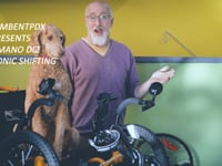 Mel and Shop Dog Rosie explain Tish's Shimano Electronic Shifting