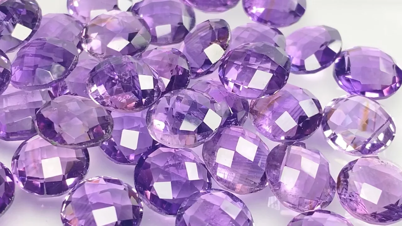 アメジスト（紫水晶） 穴なしコインクッションカット（ルース・裸石