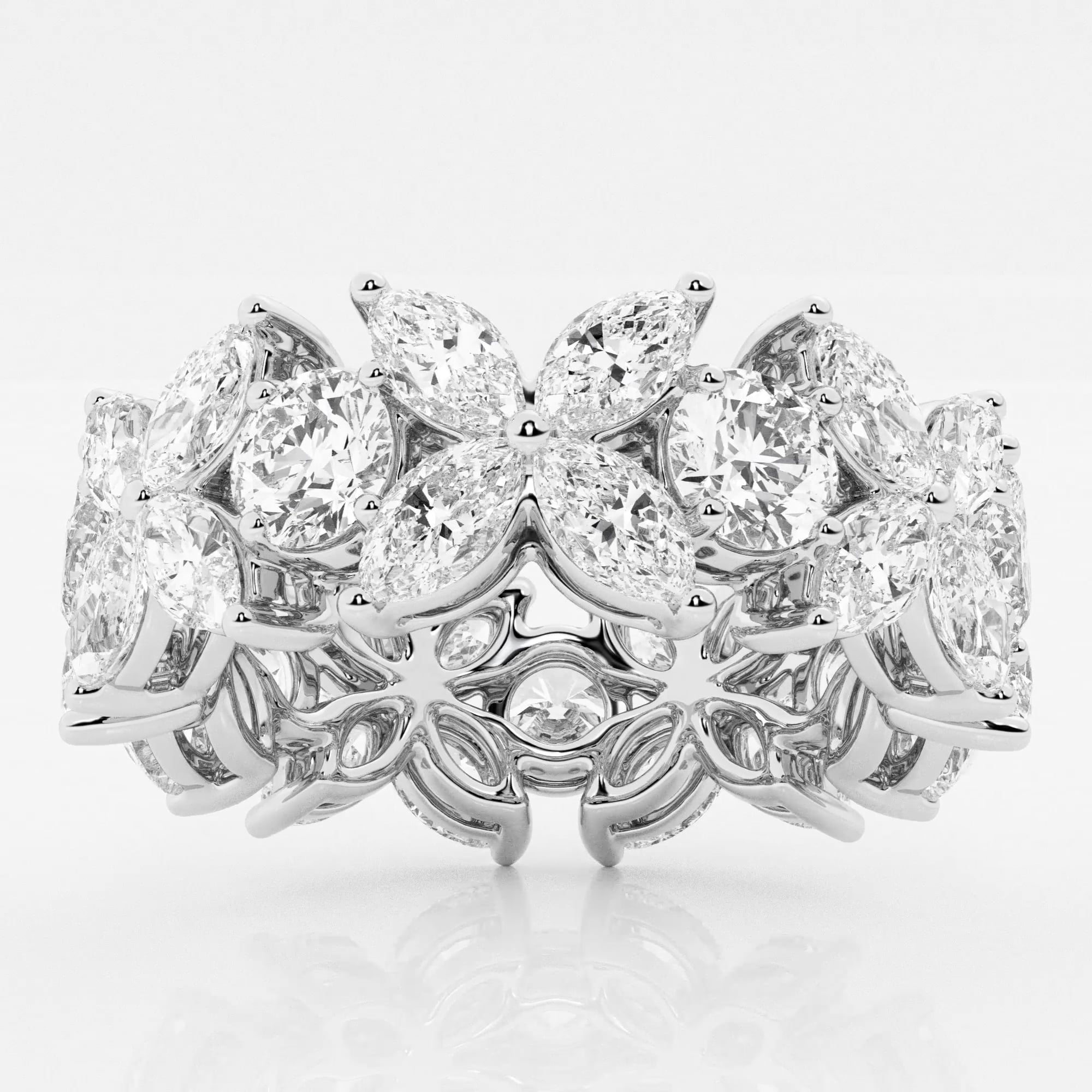 product video for 5 ctw Marquise and Round Lab Grown Diamond Flower Eternity Band