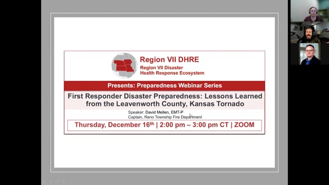 First Responder Disaster Preparedness: Lessons learned from the Leavenworth County, Kansas Tornado