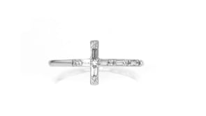 16 ct. t.w. diamond cross ring in 14kt white gold