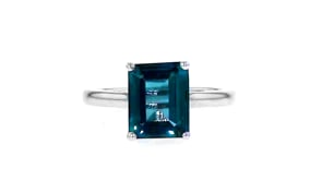 4.20 Carat Emerald-Cut London Blue Topaz Ring in Sterling Silver