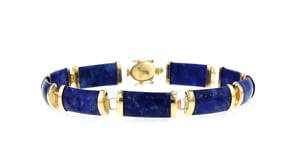 Lapis and 14kt Yellow Gold Good Fortune Chinese Character Bracelet