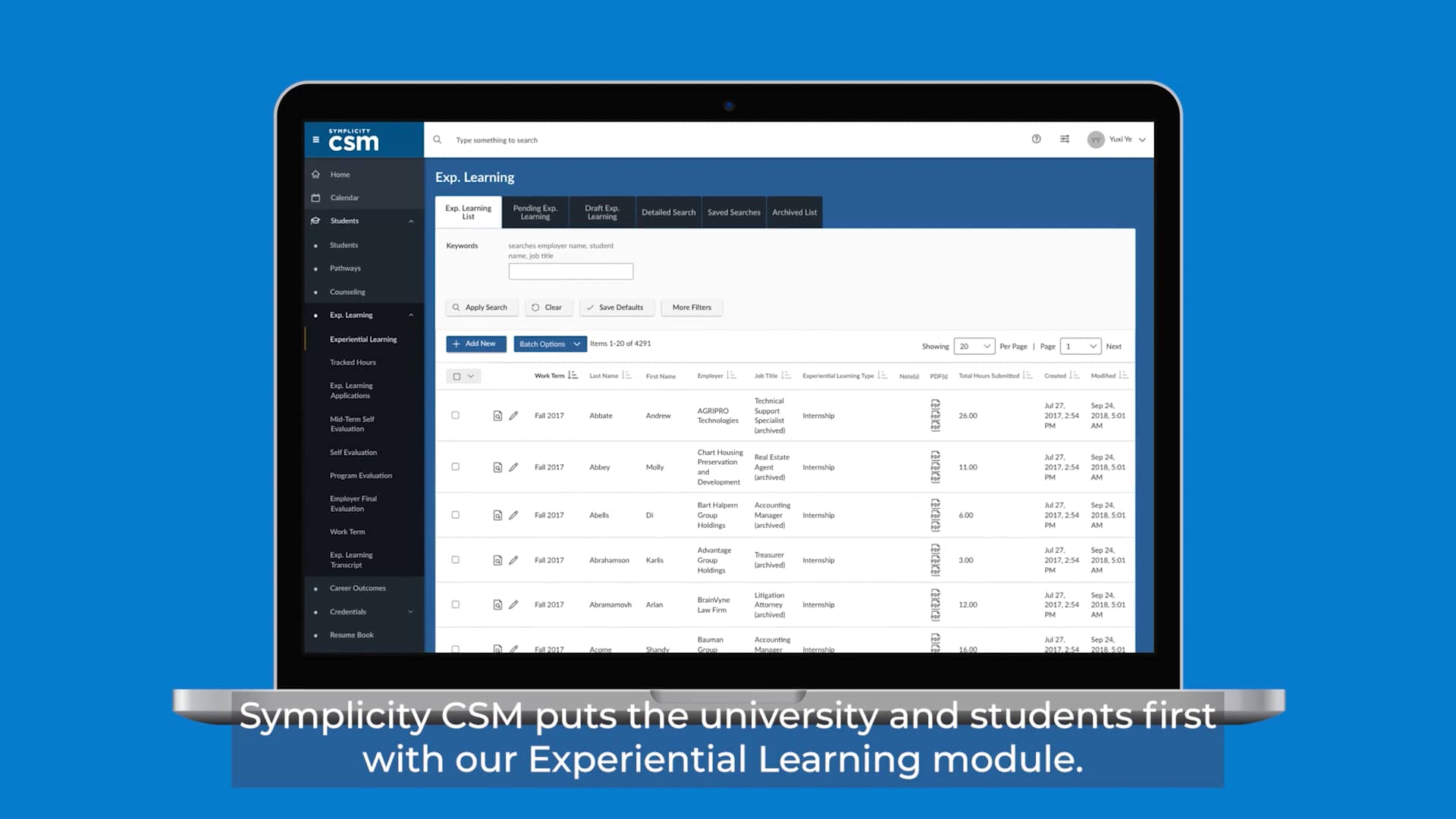 Symplicity CSM | Experiential Learning on Vimeo