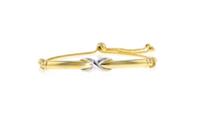 14kt Two-Tone Gold Infinity Symbol Bar Bolo Bracelet