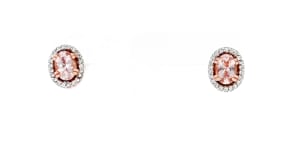 1.50 ct. t.w. Morganite and .20 ct. t.w. White Zircon Earrings in 18kt Rose Gold Over Sterling