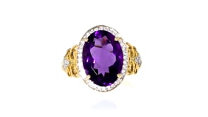 4.30 Carat Amethyst and .18 ct. t.w. Diamond Ring in 14kt Yellow Gold