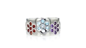 1.20 ct. t.w. Multi-Gem Flower Ring in Sterling Silver