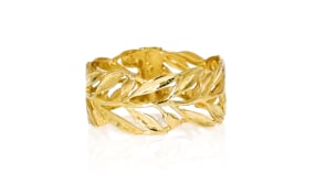 Italian 14kt Yellow Gold Openwork Leaf Ring